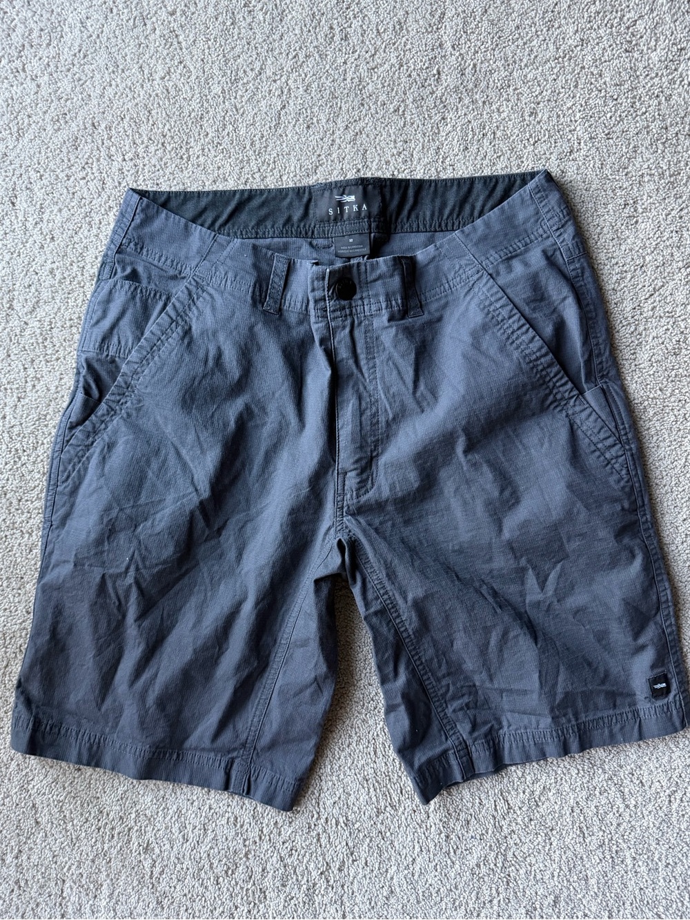 SITKA Tarmac Shorts Mens 32 grey 8" Inseam Stretch Inseam Pockets